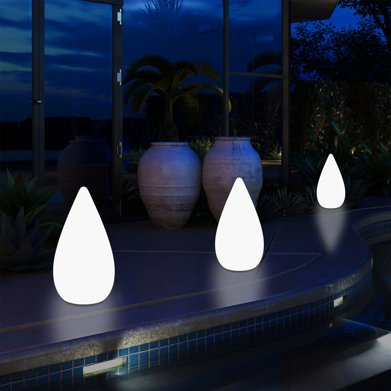 37cm Outdoor Waterdrop LED Garden Patio Light, Designer Multi Colour Table Floor Lamp