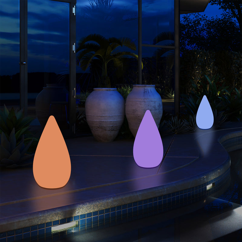 37cm Outdoor Waterdrop LED Garden Patio Light, Designer Multi Colour Table Floor Lamp