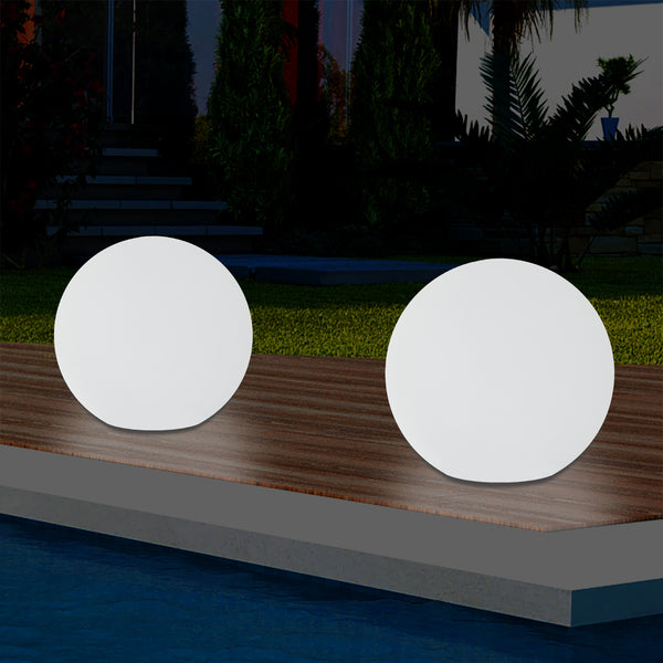 Outdoor LED Globe Table Lamp, 5V Mains Powered Garden Lighting, 20cm Ball, Multi Colour