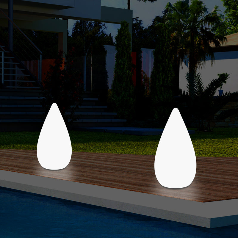 37cm LED Water Drop Light, Mains Powered Outdoor Garden Patio Floor Lamp, Multicolour