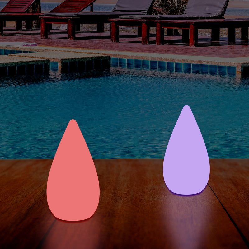 37cm LED Water Drop Light, Mains Powered Outdoor Garden Patio Floor Lamp, Multicolour
