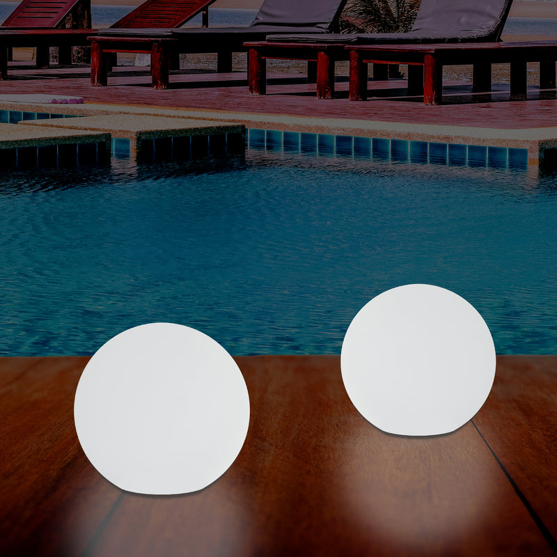 Outdoor Mains Powered LED Ball Sphere Ambient Light for Garden, 5V DC Low Voltage, 15cm