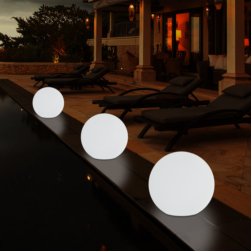 Outdoor Mains Powered LED Ball Sphere Ambient Light for Garden, 5V DC Low Voltage, 15cm