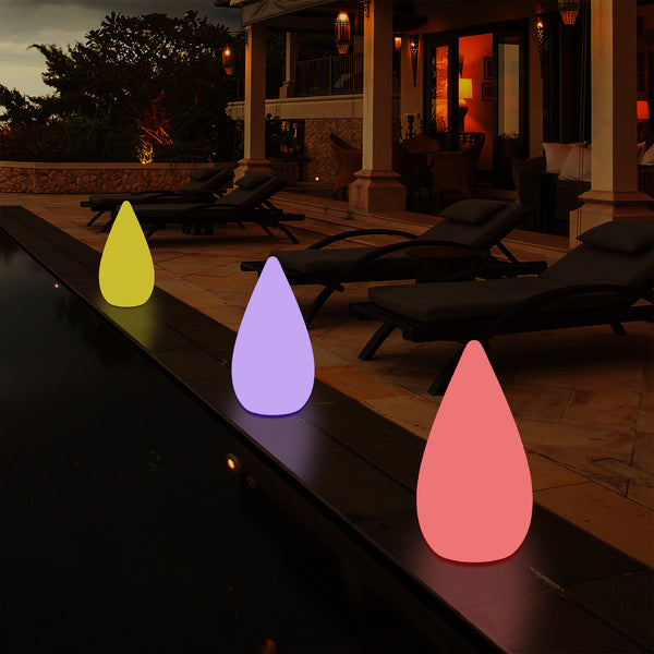 37cm LED Water Drop Light, Mains Powered Outdoor Garden Patio Floor Lamp, Multicolour