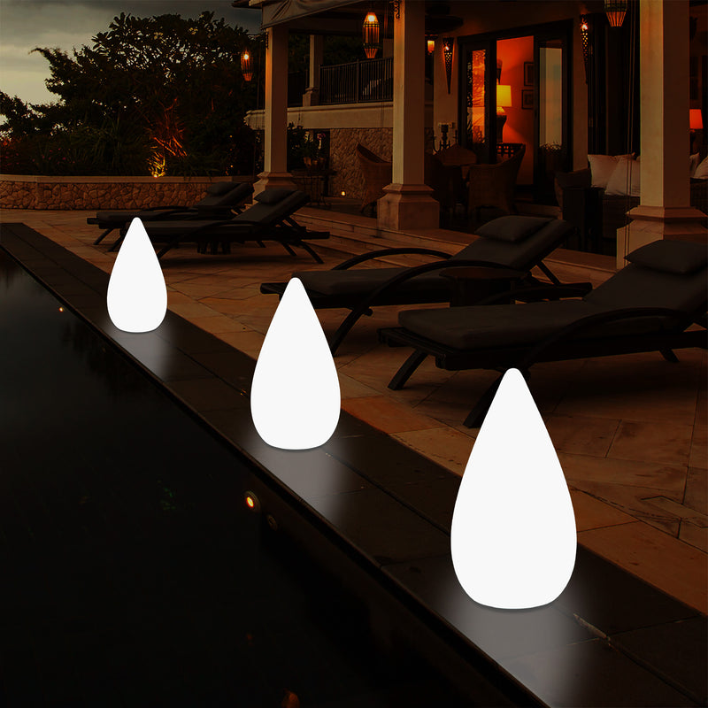 37cm LED Water Drop Light, Mains Powered Outdoor Garden Patio Floor Lamp, Multicolour