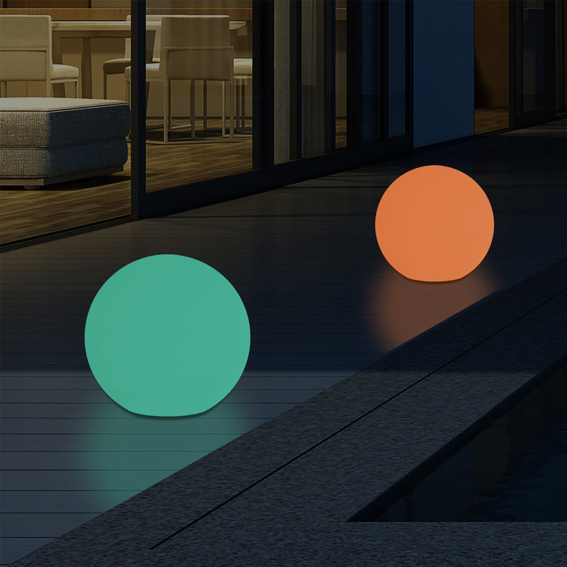 Mains Powered 5V Outdoor LED Garden Lamp, 25cm Orb Sphere Mood Light, Colour Changing
