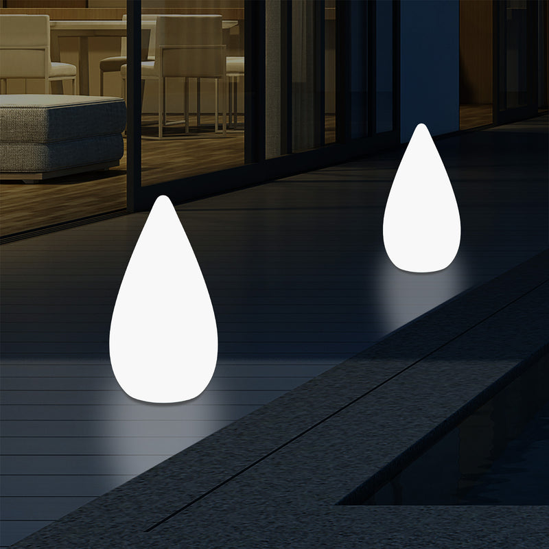 37cm LED Water Drop Light, Mains Powered Outdoor Garden Patio Floor Lamp, Multicolour