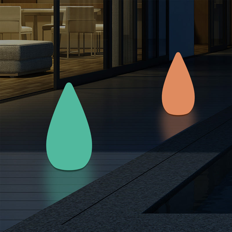 37cm Outdoor Waterdrop LED Garden Patio Light, Designer Multi Colour Table Floor Lamp