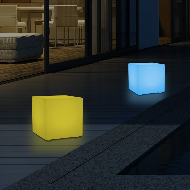 15cm LED Cube Bedside Night Lamp, Rechargeable RGB Modern Table Centre Lighting