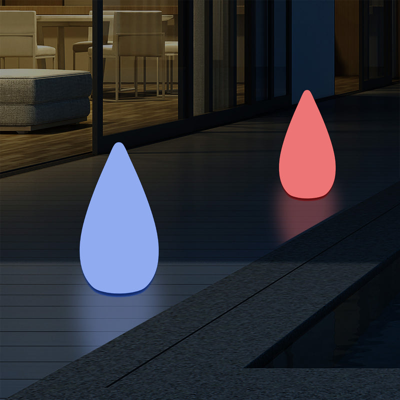 37cm LED Water Drop Light, Mains Powered Outdoor Garden Patio Floor Lamp, Multicolour