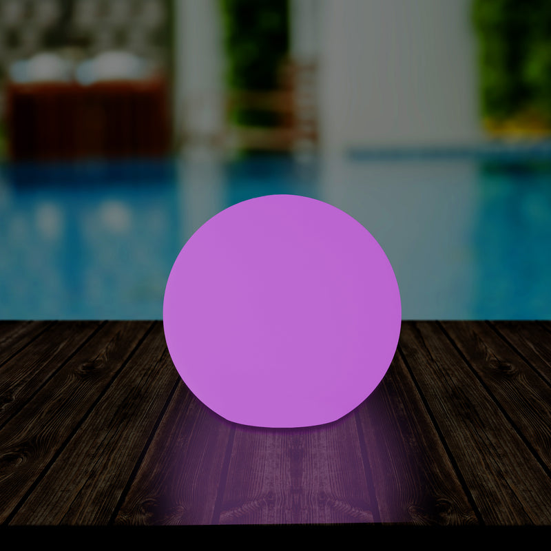 Mains Powered 5V Outdoor LED Garden Lamp, 25cm Orb Sphere Mood Light, Colour Changing