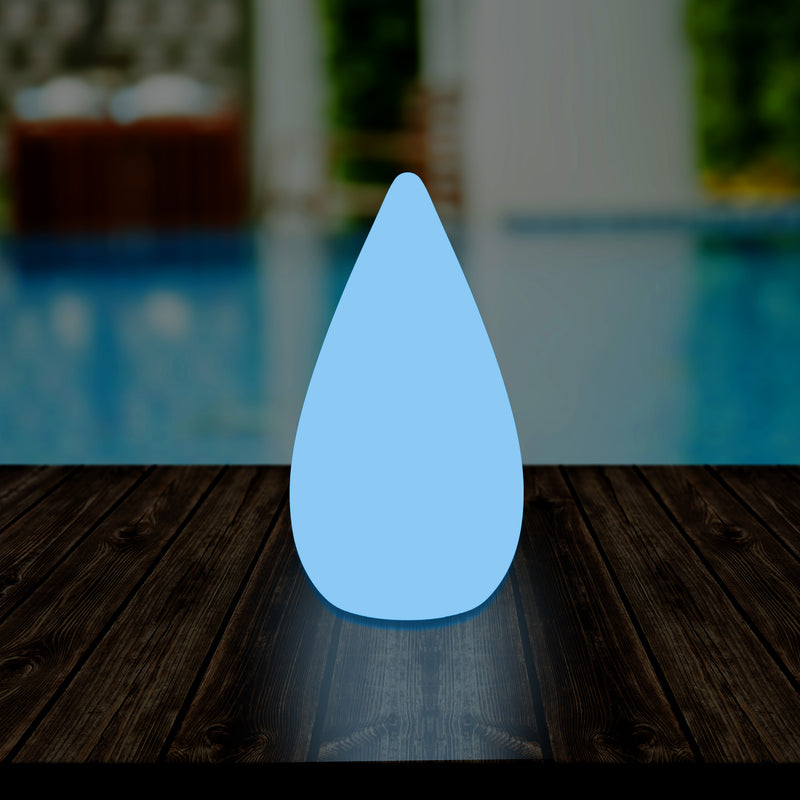 37cm LED Water Drop Light, Mains Powered Outdoor Garden Patio Floor Lamp, Multicolour