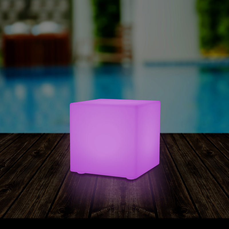 15cm LED Cube Bedside Night Lamp, Rechargeable RGB Modern Table Centre – PK  Green UK