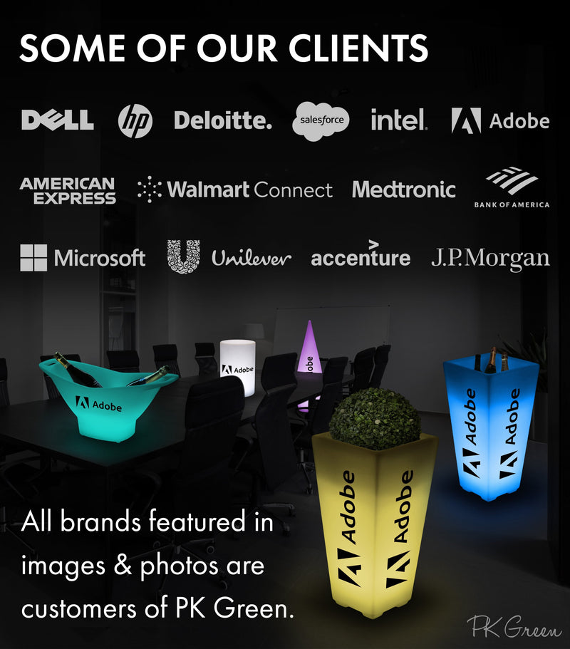 Custom Branded LED Floor Vase, Personalised Light Box Flower Plant Pot, Display Signage