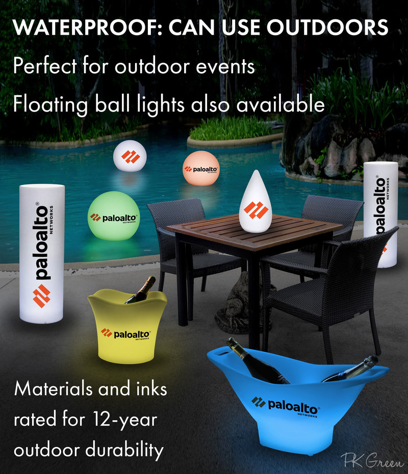 Custom LED Floating Pool Light Box with Logo, Branded Illuminated Round Globe Lamp, Lighted Pool Float for Corporate Event