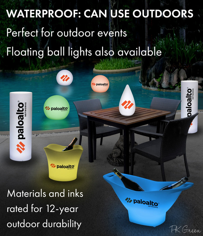 Personalised LED Decorative Floor Standing Lamp, Custom Branded Outdoor Lighting, Waterdrop