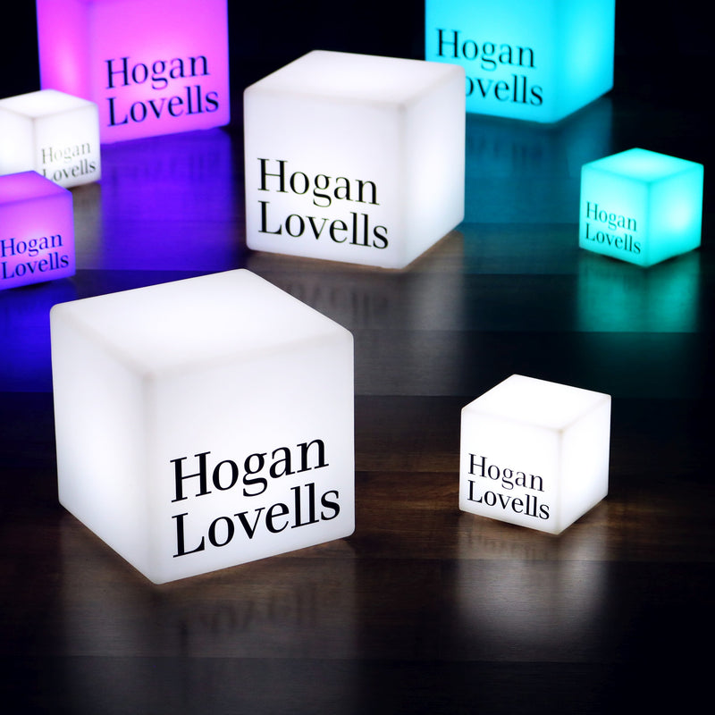 Personalised Branded Seat Stool Table, Lightbox Floor Lamp, Illuminated LED Display Sign