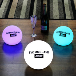 Personalised LED Sphere Table Lamp, Branded Wireless Table Centre, Logo Lightbox 15cm