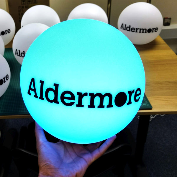 Customised LED Ball Table Lamp, Branded Circular Table Centre, Backlit Logo Lightbox