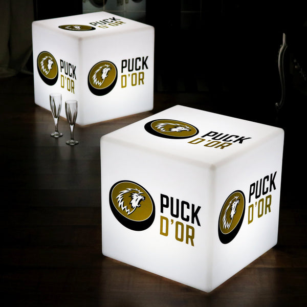 Personalised Branded Backlit Sign Light Box, Multi Colour Table Lamp Remote, Cube 20cm