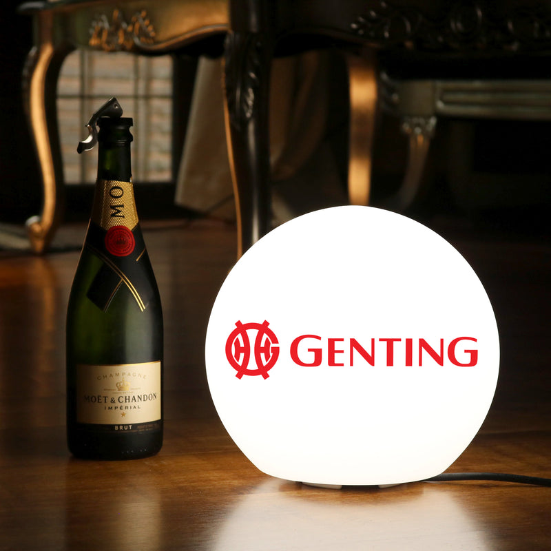 Custom Branded Table Centrepiece, Round Sphere Frameless LED Logo Light Box for Tradeshow, Corporate Event, Awards Ceremony