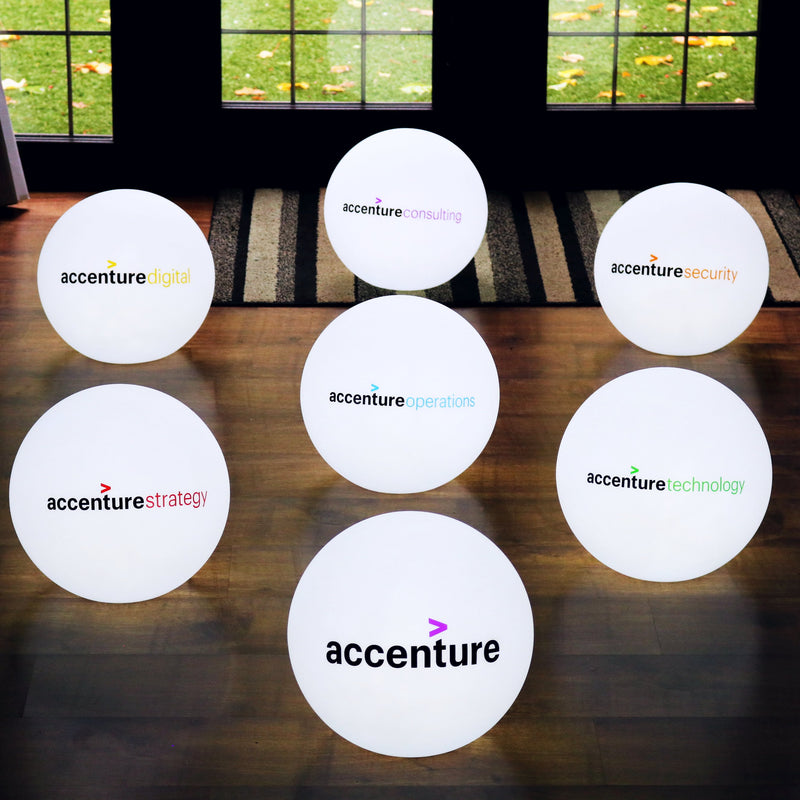 Customised LED Ball Table Lamp, Branded Circular Table Centre, Backlit Logo Lightbox