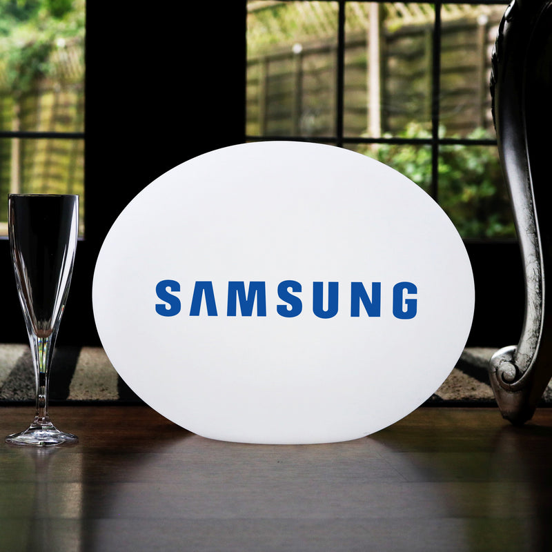 Personalised LED Table Lamp, Custom Branded Outdoor Circular LED Light Box, Backlit Sign