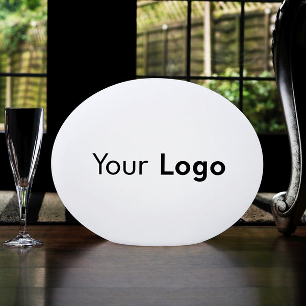 Personalised LED Table Lamp, Custom Branded Outdoor Circular LED Light Box, Backlit Sign