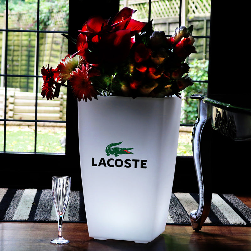 Custom Branded LED Floor Vase, Personalised Light Box Flower Plant Pot, Display Signage