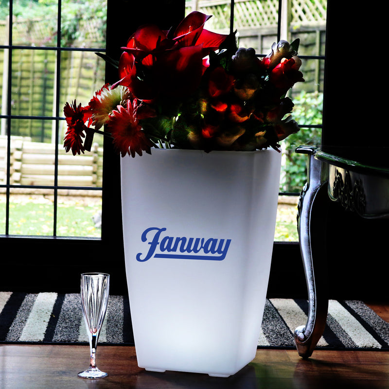 Custom Branded LED Floor Vase, Personalised Light Box Flower Plant Pot, Display Signage