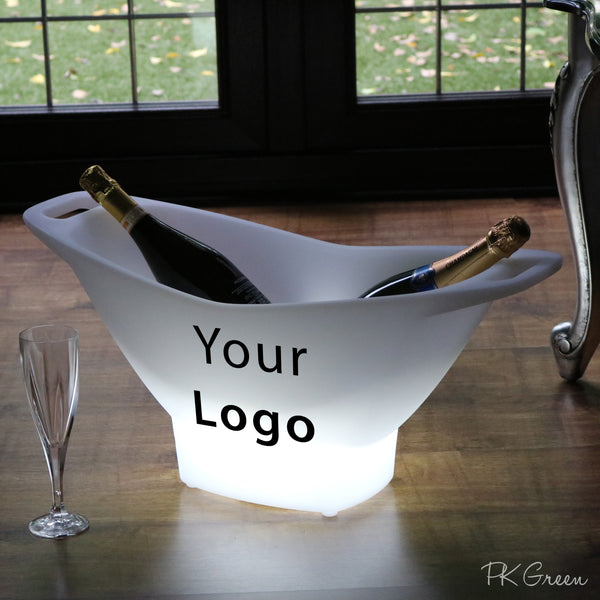 Branded LED Champagne Holder Ice Bucket Wine Cooler with Logo, Illuminated Display Lightbox, Custom Table Decoration Centrepiece