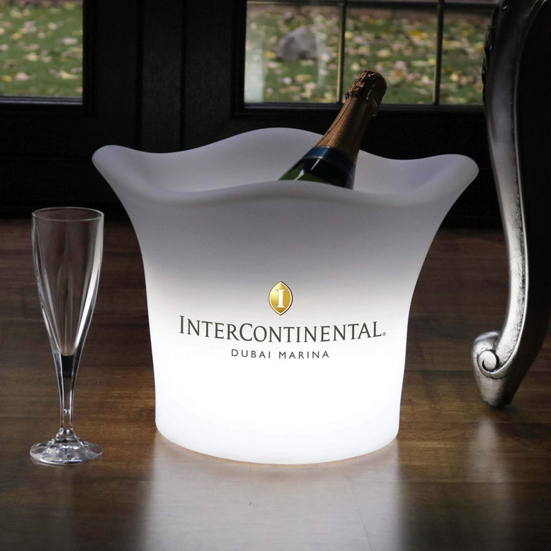 Personalised LED Ice Bucket, Custom Branded Illuminated Champagne Wine Cooler with Logo