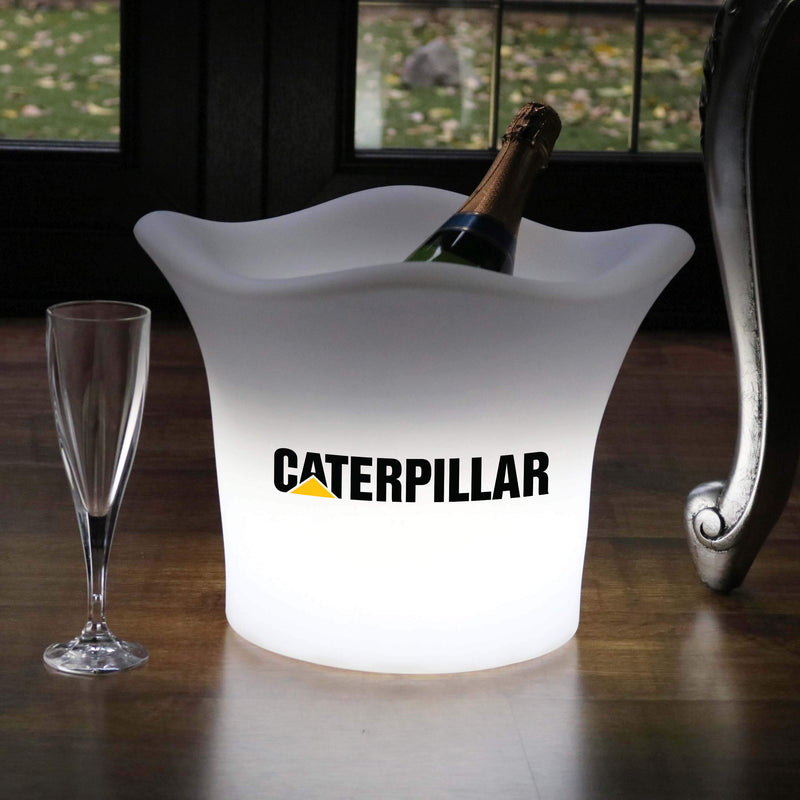 Personalised LED Ice Bucket, Custom Branded Illuminated Champagne Wine Cooler with Logo