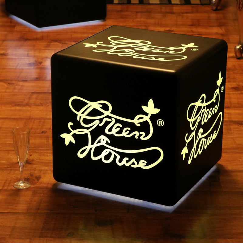 Branded LED Stool Seat, Personalised Display Signage, Rechargeable Cube Light Box, 40cm