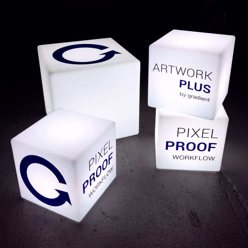 Branded LED Stool Seat, Personalised Display Signage, Rechargeable Cube Light Box, 40cm