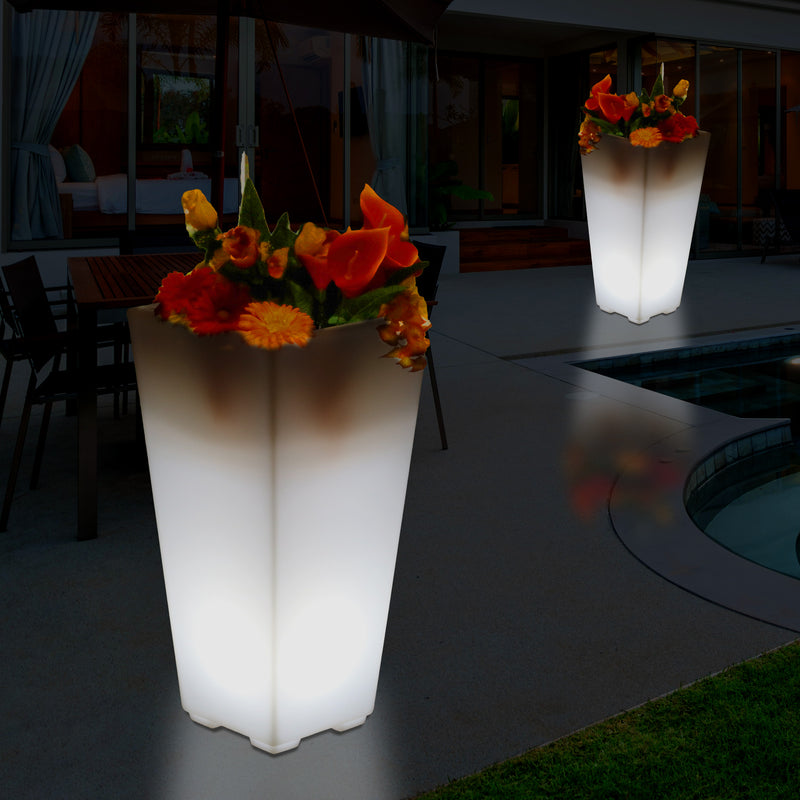 LED Flower Vase Plant Pot, 75cm Tall Large Floor Standing Vase, Outdoor Garden Floor Lamp Light