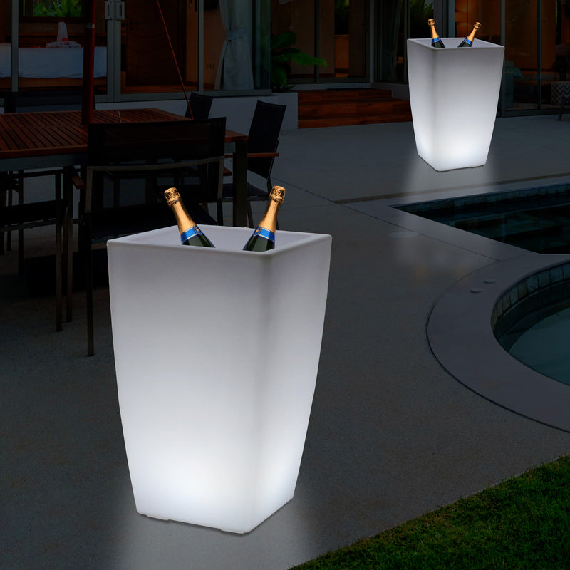 50cm Floor Standing LED Ice Champagne Bucket Wine Cooler, Outdoor Garden Stand Bottle Cooler