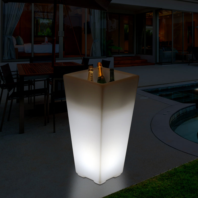 75cm LED Stand Wine Bucket Champagne Cooler, Illuminated Garden Outdoor Drinks Ice Holder