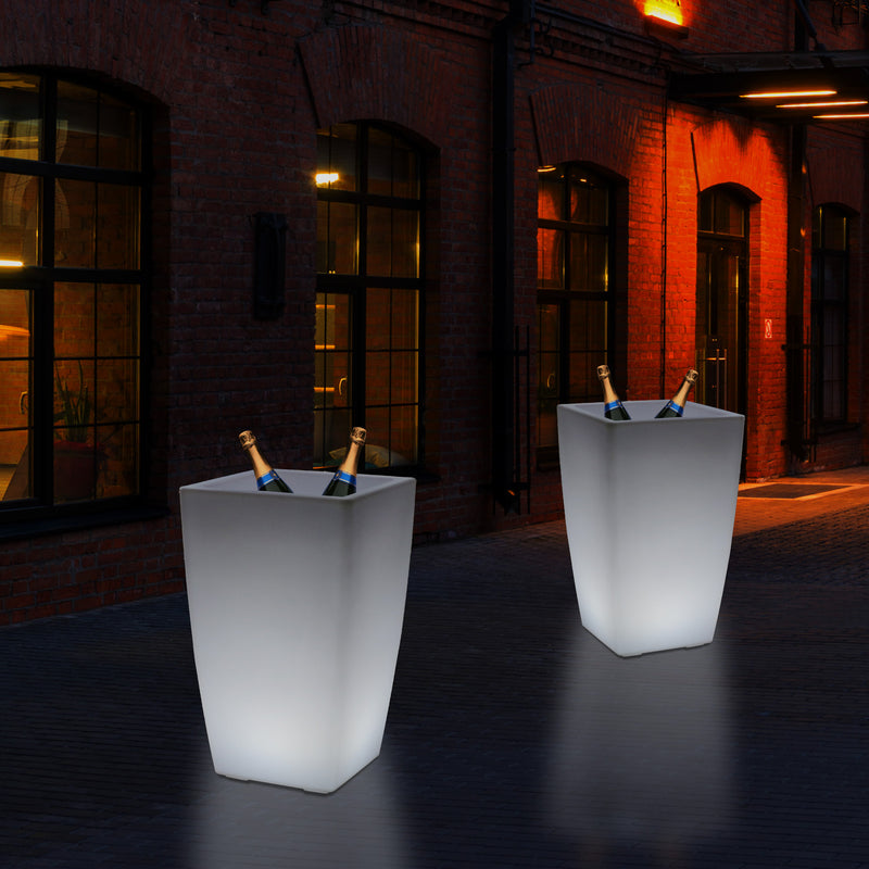 50cm Floor Standing LED Ice Champagne Bucket Wine Cooler, Outdoor Garden Stand Bottle Cooler