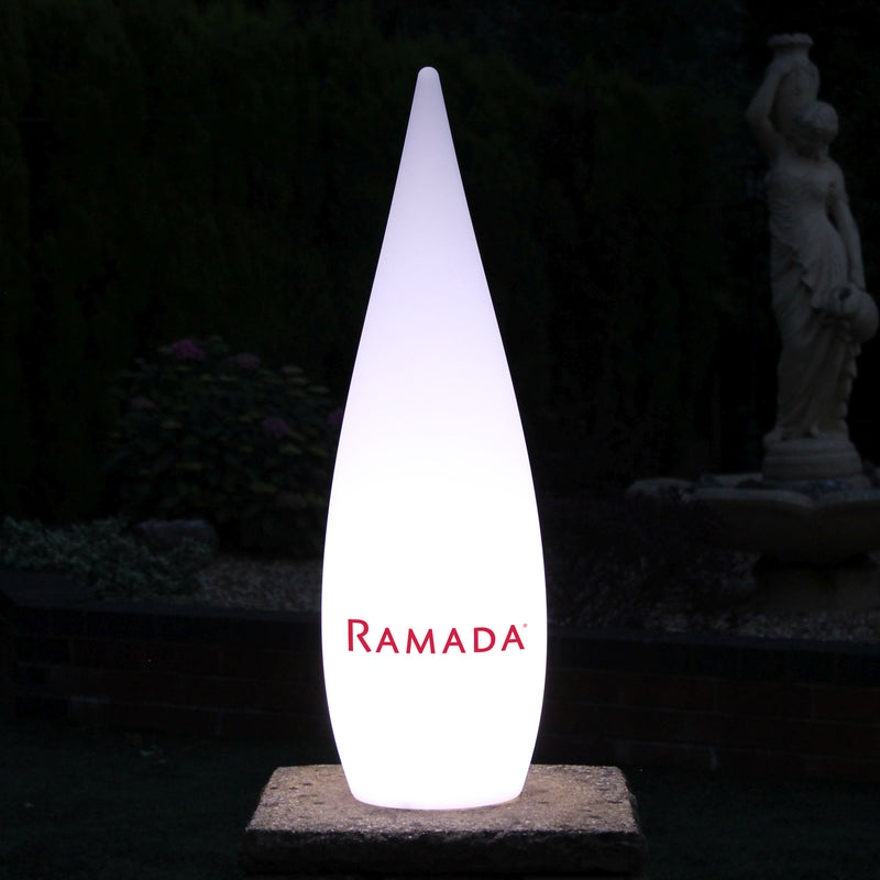 Large Personalised LED Floor Lamp, Wireless Bespoke Outdoor Designer Light Box, Waterdrop