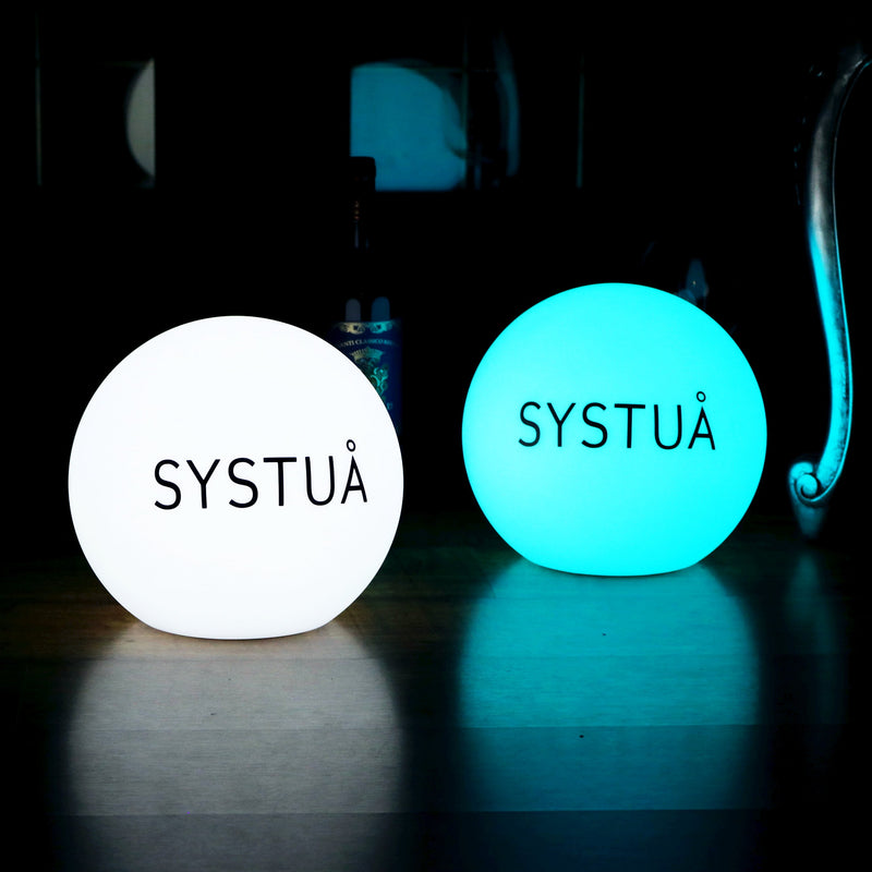 Customised LED Ball Table Lamp, Branded Circular Table Centre, Backlit Logo Lightbox